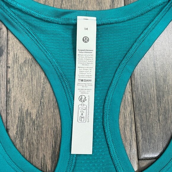 Lululemon NWT Swiftly Tech Racerback Tank Top 2.0 *Waist Length Sonic Teal - Picture 7 of 12